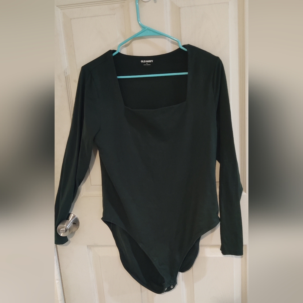 Old Navy Square Neck Long Sleeve Bodysuit Green Size XL women's